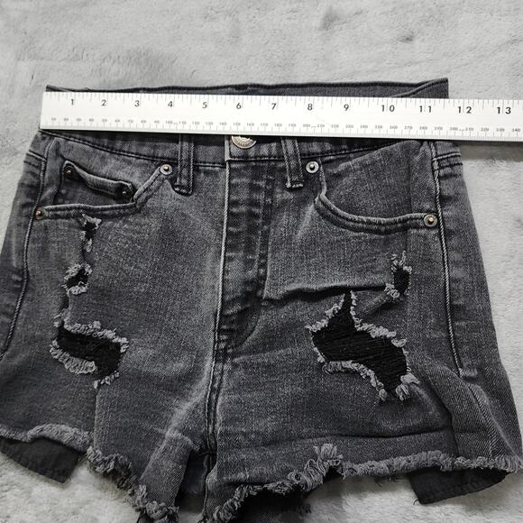 Aeropostale Shorts Womens 00 Faded Black Aero Cheeky Short Ripped Distressed - Picture 8 of 12